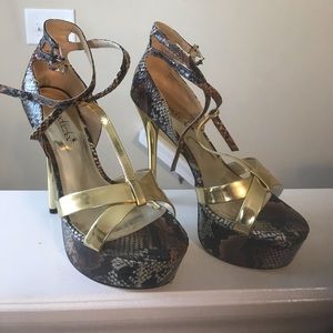 Snake print platform heels